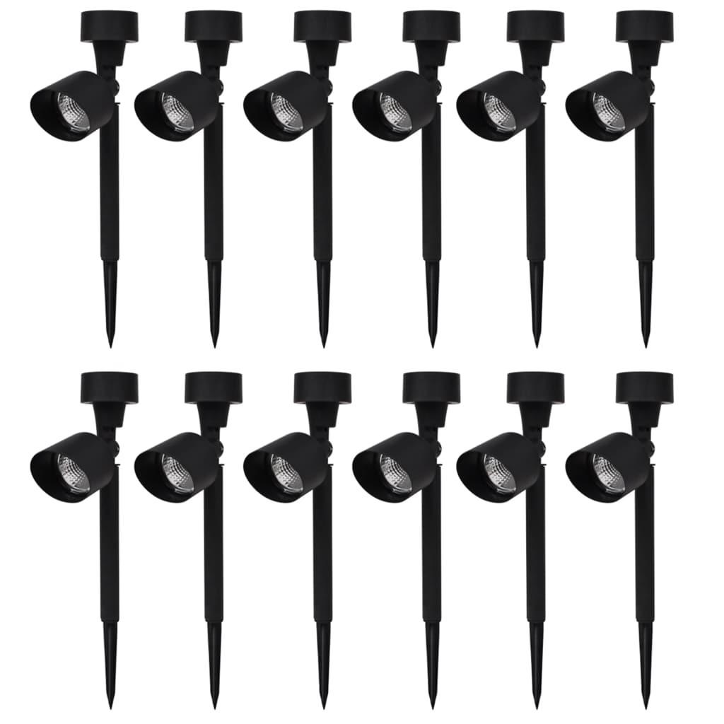 Soldrevne LED-spotlights 12 stk. sort