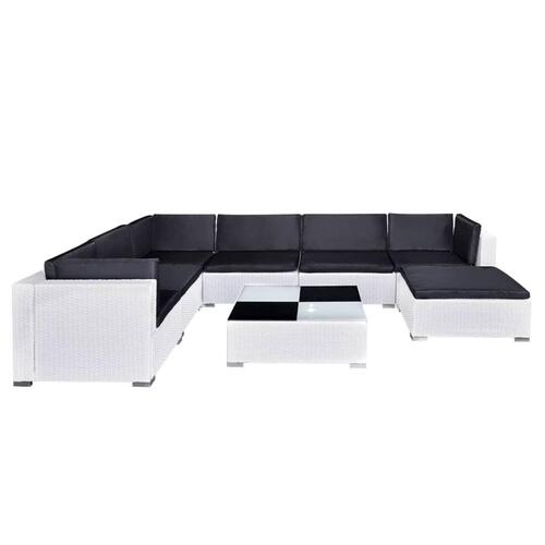 Haveloungesæt 8 dele med hynder polyrattan hvid