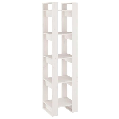 Bogreol/rumdeler 41x35x160 cm massivt fyrretræ hvid