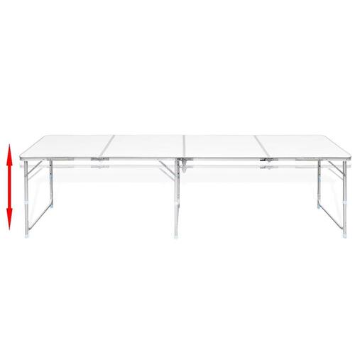 Sammenklappeligt campingbord justérbart aluminium 240 x 60 cm