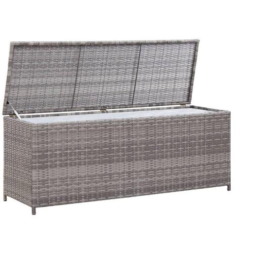 Opbevaringskasse til haven 120x50x60 cm polyrattan grå