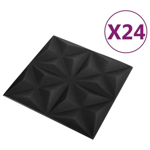 3D-vægpaneler 24 stk. 50x50 cm 6 m² origami sort
