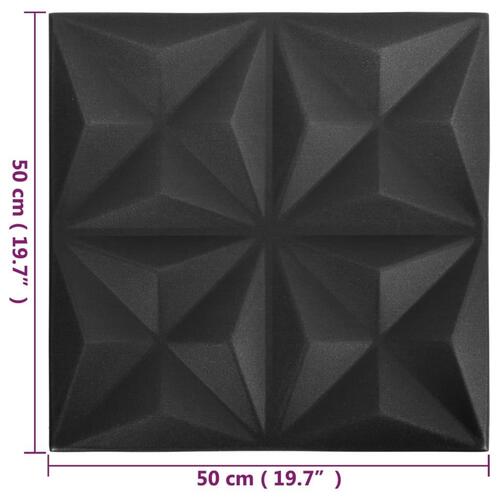 3D-vægpaneler 24 stk. 50x50 cm 6 m² origami sort