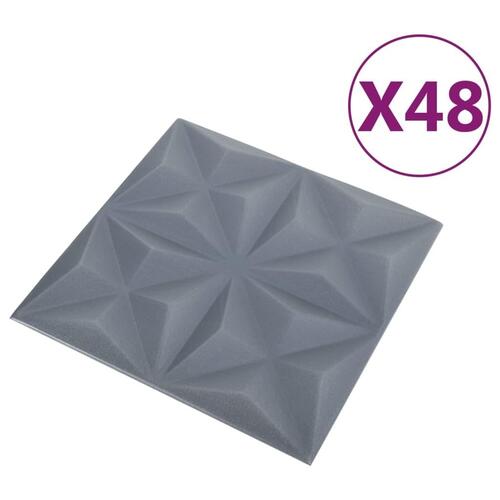 3D-vægpaneler 48 stk. 50x50 cm 12 m² origami grå