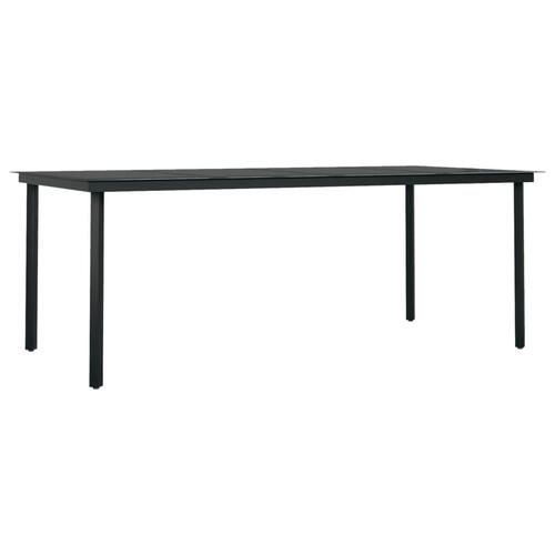 Havebord 200x100x74 cm stål og glas sort