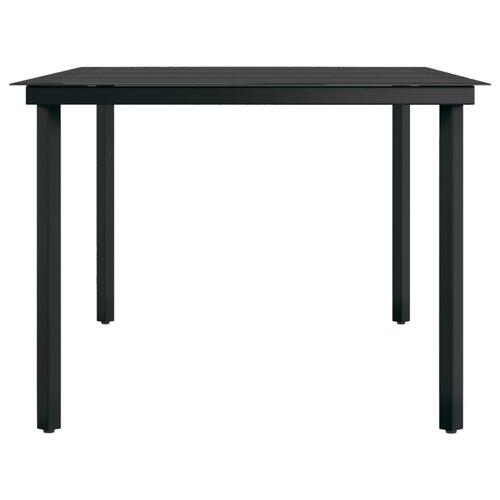 Havebord 200x100x74 cm stål og glas sort