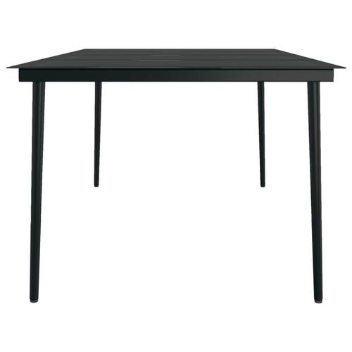Havebord 200x100x74 cm stål og glas sort