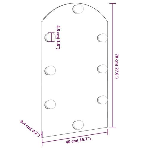 Spejl med LED-lamper 70x40 cm buet glas