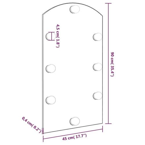 Spejl med LED-lamper 90x45 cm buet glas