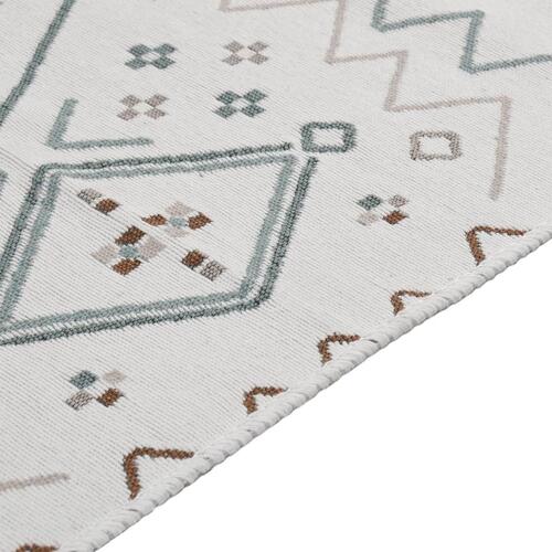 Gulvtæppe 120x180 cm bomuld beige og blå