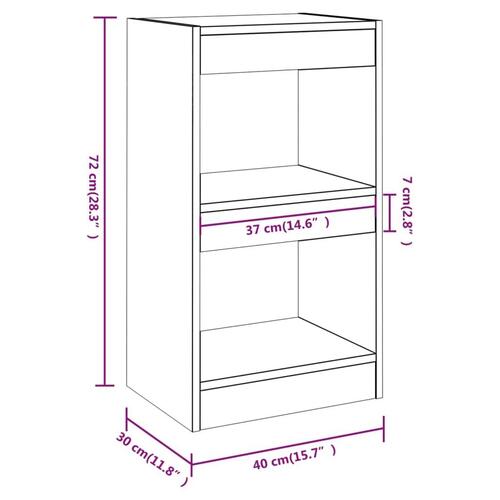 Bogreol/rumdeler 40x30x72 cm sonoma-eg