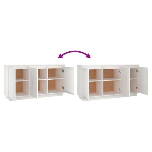 Skænk 111x34x60 cm massivt fyrretræ hvid