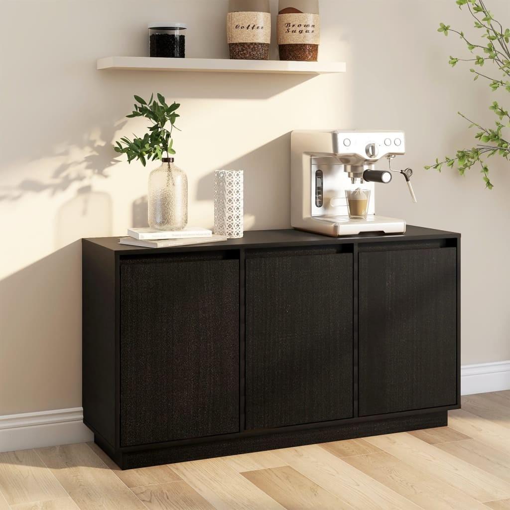 Skænk 111x34x60 cm massivt fyrretræ sort