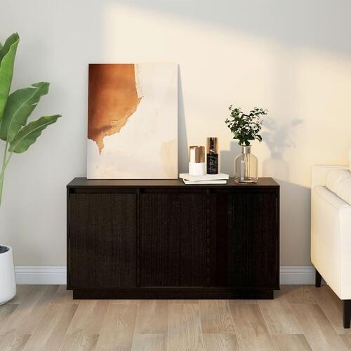 Skænk 111x34x60 cm massivt fyrretræ sort