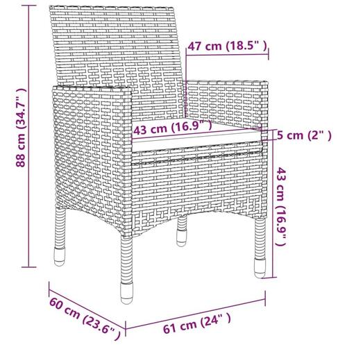 Spisebordssæt til haven 7 dele med hynder polyrattan og glas