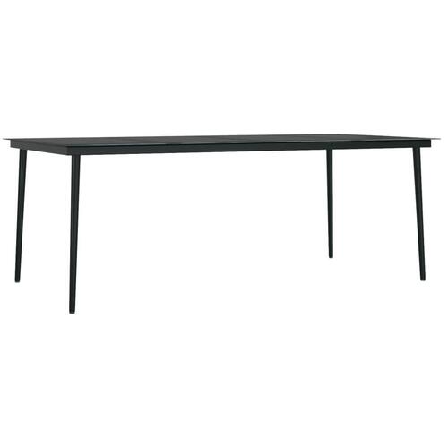 Spisebordssæt til haven 9 dele med hynder polyrattan og glas