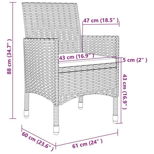 Spisebordssæt til haven 9 dele med hynder polyrattan og glas