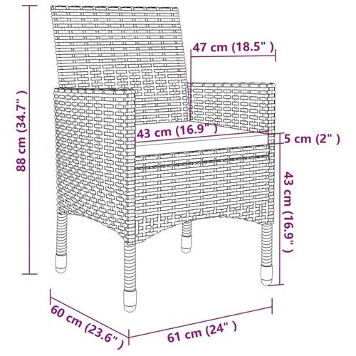 Spisebordssæt til haven 9 dele med hynder polyrattan og glas