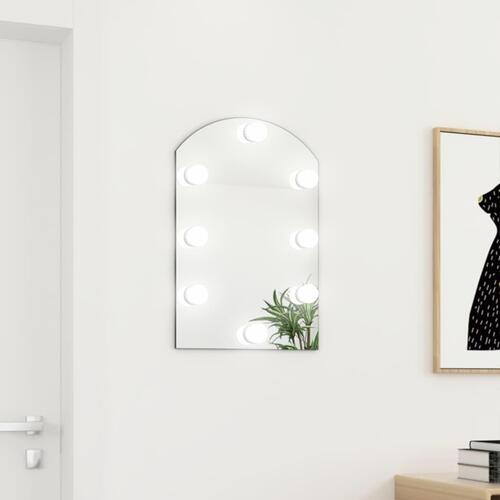 Spejl med LED-lamper 60x40 cm buet glas