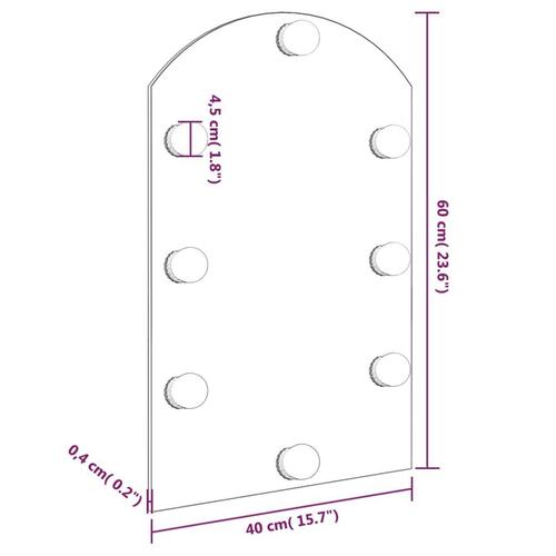 Spejl med LED-lamper 60x40 cm buet glas