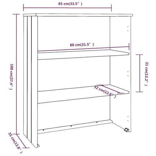 Overdel til skænk HAMAR 85x35x100 cm massivt fyrretræ hvid