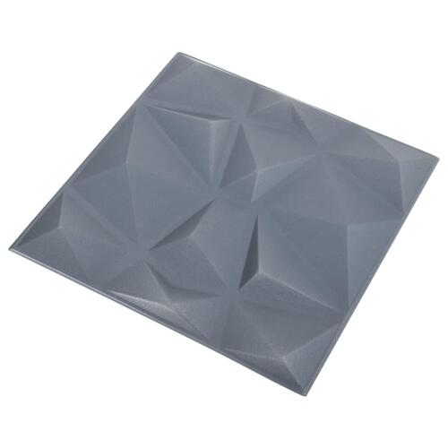 3D-vægpaneler 12 stk. 50x50 cm 3 m² diamant grå