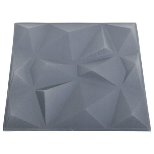 3D-vægpaneler 12 stk. 50x50 cm 3 m² diamant grå