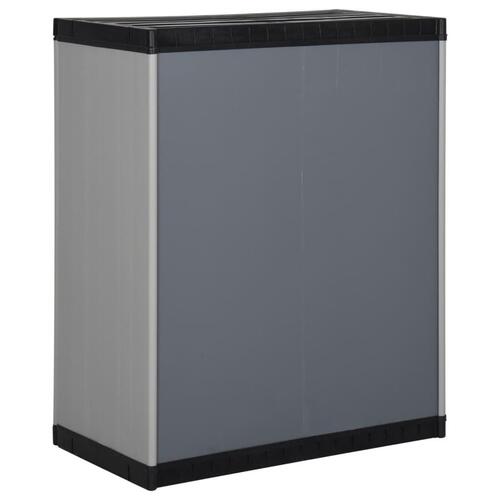 Opbevaringsskab til haven 68x40x85 cm 1 hylde grå og sort