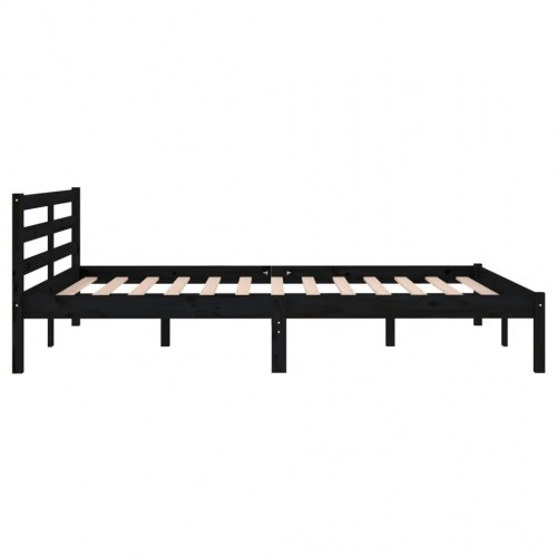 Sengeramme 140x200 cm massivt fyrretræ sort