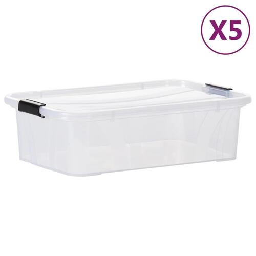 Opbevaringskasser med låg 5 stk. 7 l transparent
