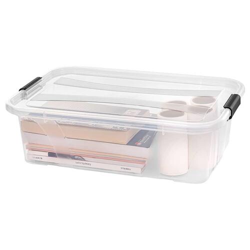 Opbevaringskasser med låg 5 stk. 7 l transparent