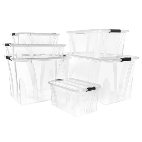 Opbevaringskasser med låg 5 stk. 7 l transparent