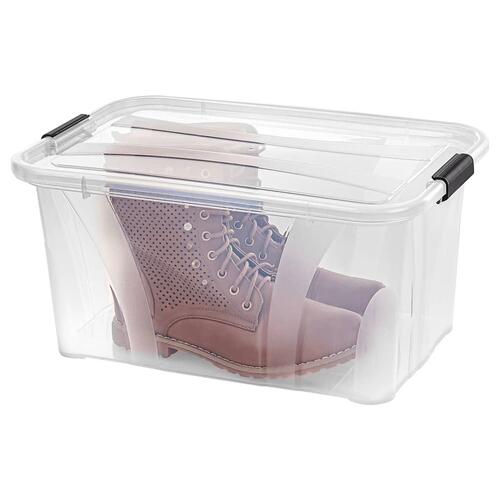 Opbevaringskasser med låg 5 stk. 14 l transparent