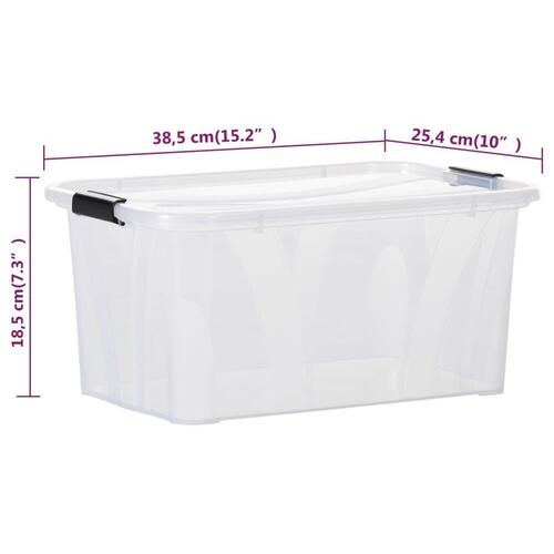 Opbevaringskasser med låg 5 stk. 14 l transparent