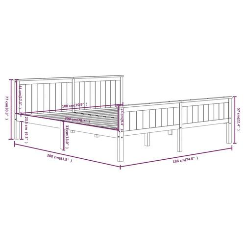 Sengeramme 180x200 cm massivt fyrretræ hvid