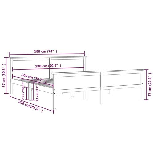 Sengeramme 180x200 cm massivt fyrretræ