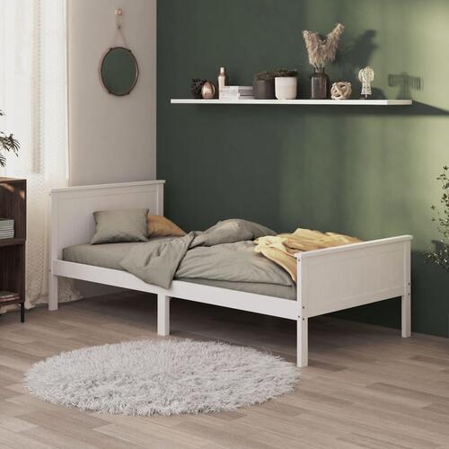 Sengestel 100x200 cm massivt fyrretræ hvid