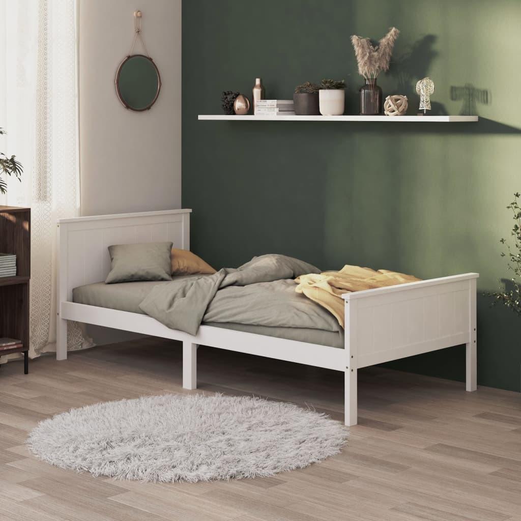 Sengestel 100x200 cm massivt fyrretræ hvid