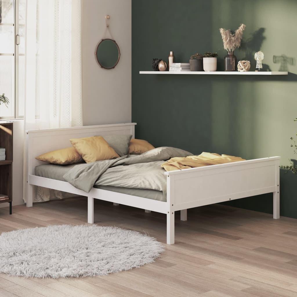 Sengeramme 160x200 cm massivt fyrretræ hvid