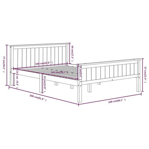 Sengeramme 160x200 cm massivt fyrretræ hvid