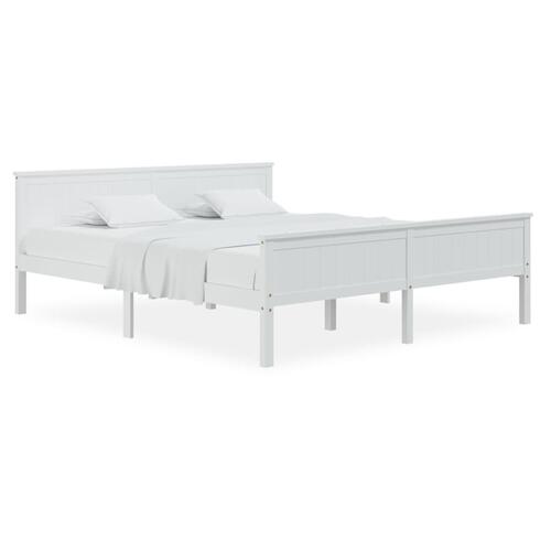 Sengeramme 200x200 cm massivt fyrretræ hvid