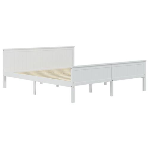 Sengeramme 200x200 cm massivt fyrretræ hvid