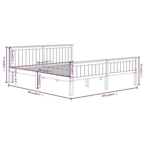 Sengeramme 200x200 cm massivt fyrretræ hvid
