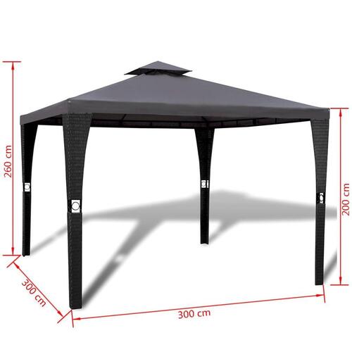 Pavillon med tag 3 x 3 m mørkegrå