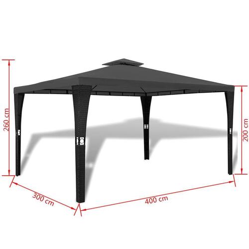 Pavillon med tag 3 x 4 m mørkegrå