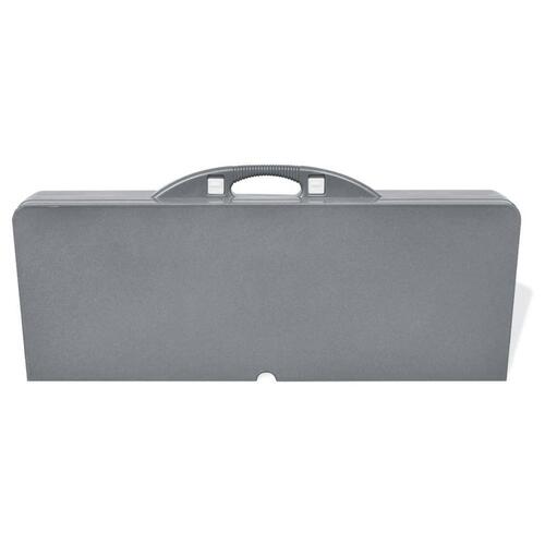 Foldbart campingbordsæt med 4 taburetter i aluminium, ekstra let, grå
