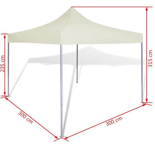 Telt 3x3 m foldbart cremefarvet