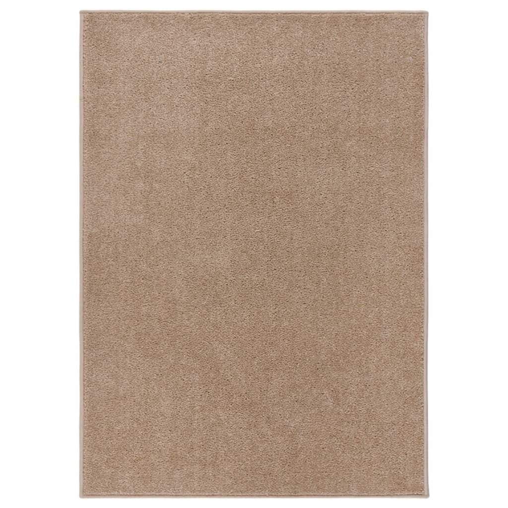 Gulvtæppe 120x170 cm kort luv brun