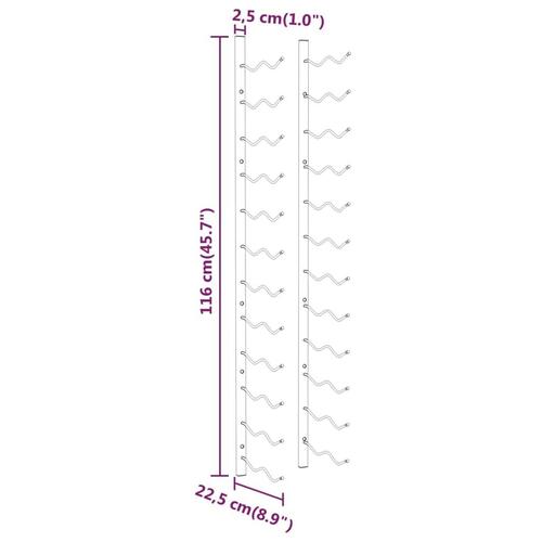 Væghængte vinreoler 2 stk. til 24 flasker jern hvid