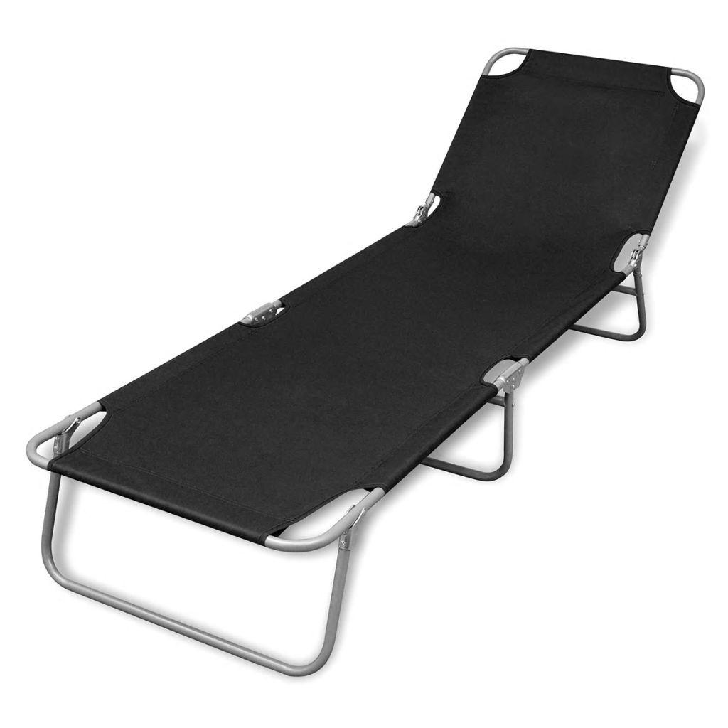Foldbar liggestol pulverlakeret stål sort